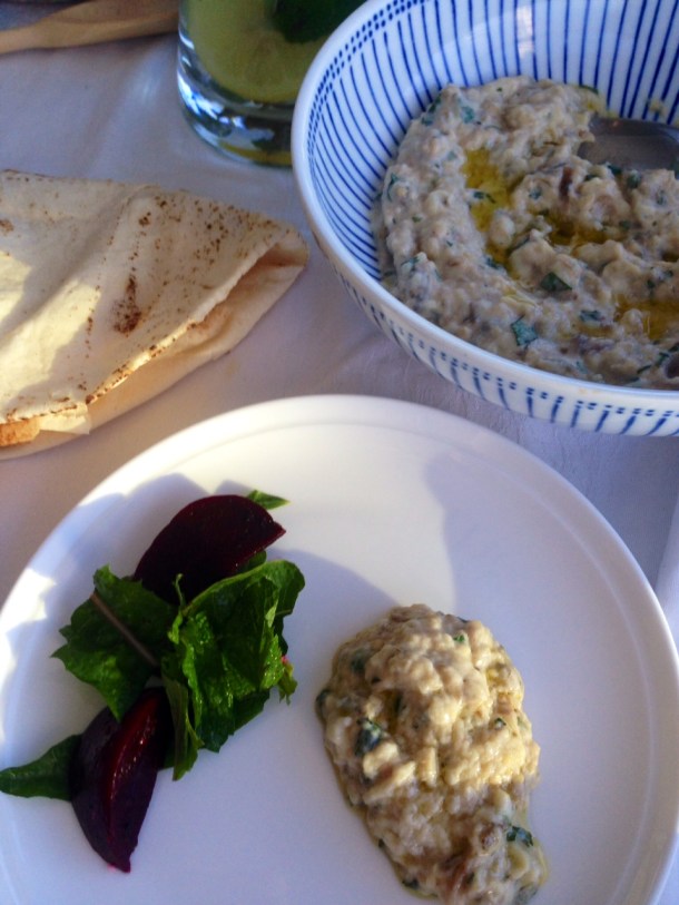 Eggplant dip with yoghurt and fresh mint