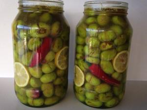 Jars filled with salt and water mixture