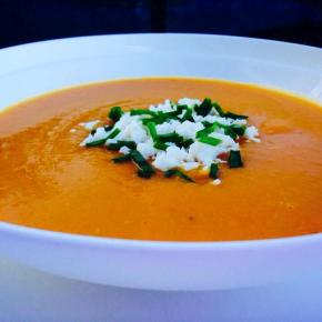 Pumpkin, carrot and red lentil&nbsp;soup