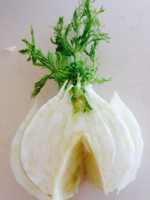 Fennel bulb, tough core removed