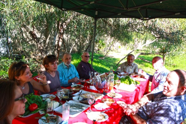 The outdoor lunch at MACAM with our hosts Cesar and Gabriele,  the panel of judges and guests. Photograph by Marlena Ayat.